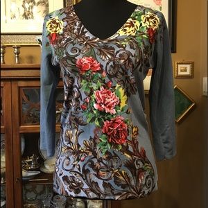 Alberto Makali sweater blue and animal print